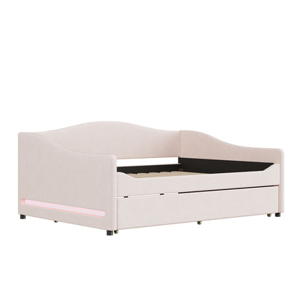 Upholstered Daybed With Light And Trundle