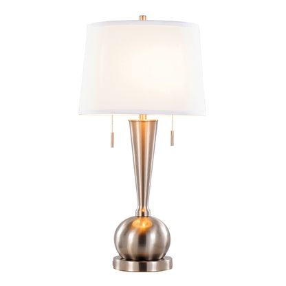 Jules - Contemporary Table Lamp Built In USB Port (Set of 2) - Nickel / White