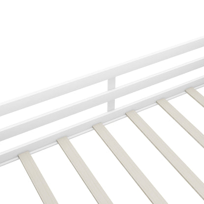 Low Loft Bed With Movable Shelves And Ladder, Decorative Chalkboard Guardrail