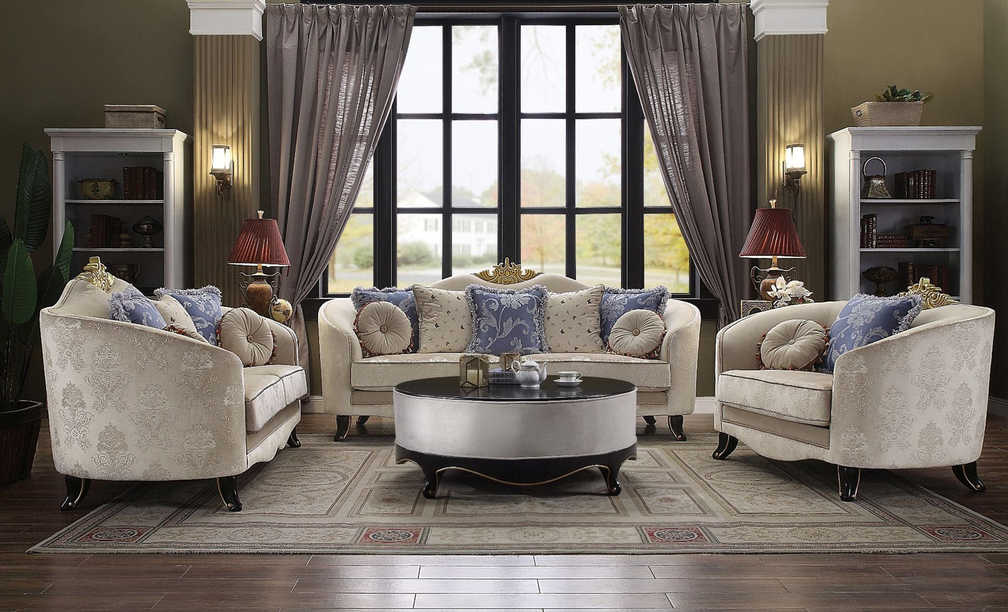 Sheridan - Chair With 2 Pillows - Cream Fabric