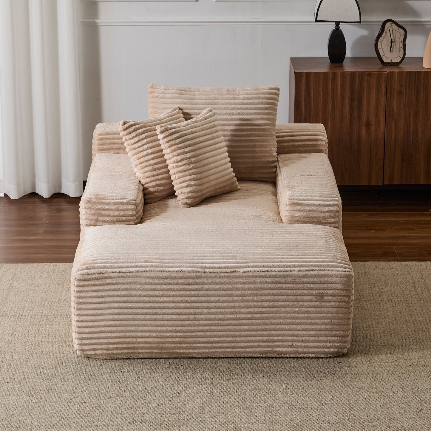 Oversized Chaise Lounge Chair Cozy Cloud Couch With 3 Throw Pillows And Wide Armrest