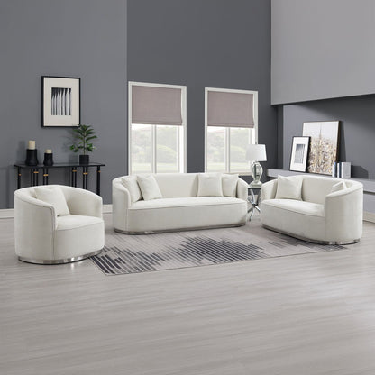 Odette - Loveseat With 2 Pillows - Beige Chenille