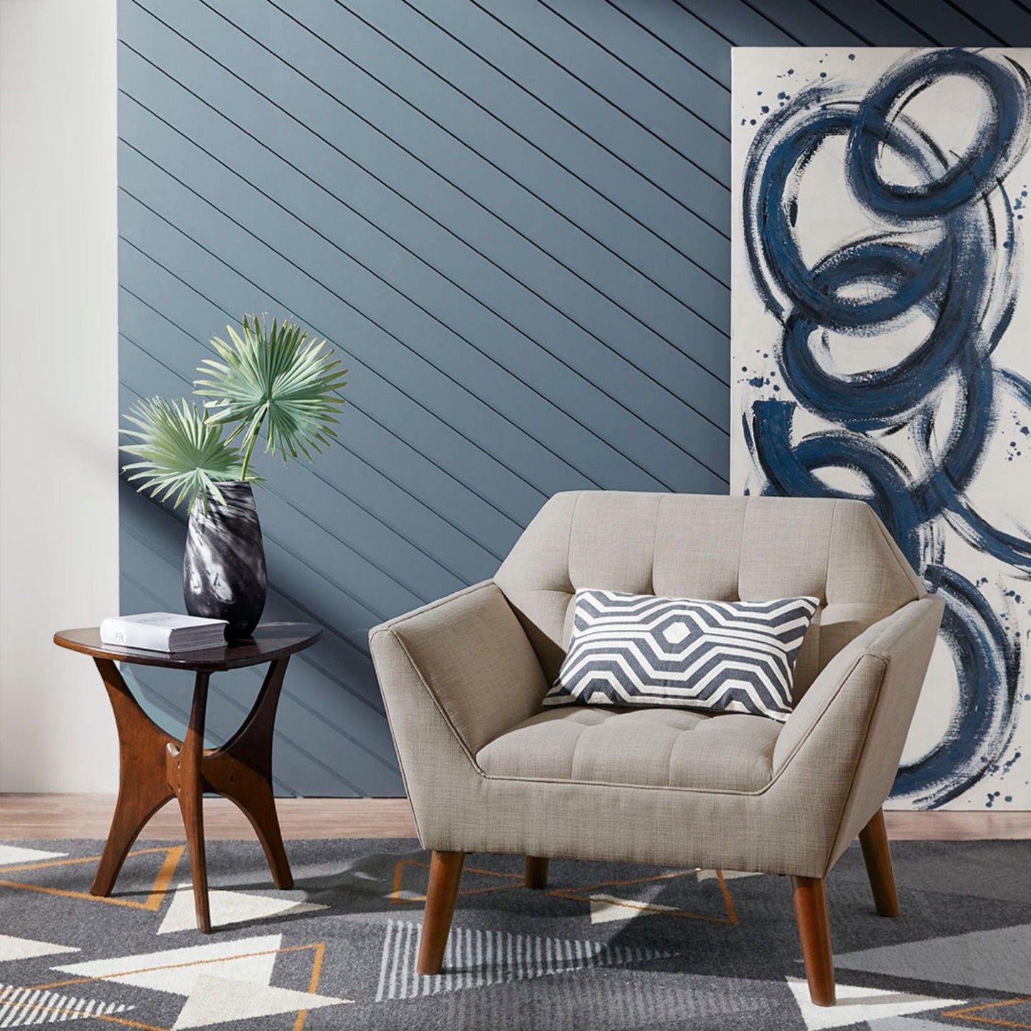 Modern Lounge Chair With Button Tufting