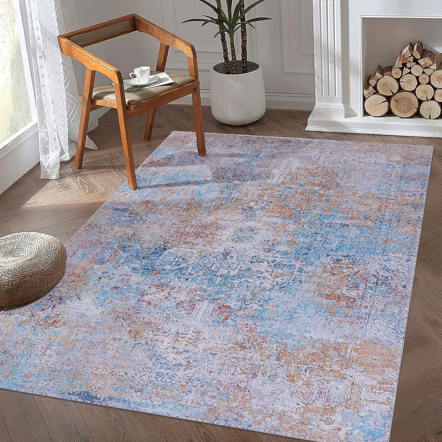 Maval - 6' X 9' Washable Area Rug - Yellow