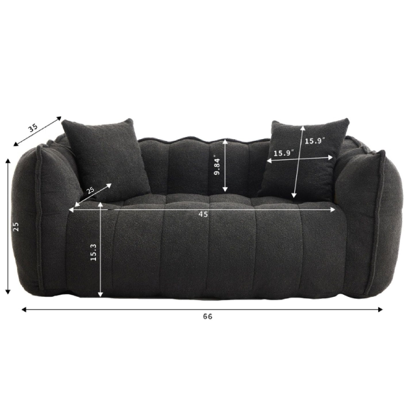 Cozy Beanbag Chair With High Resilience Foam Core For 2