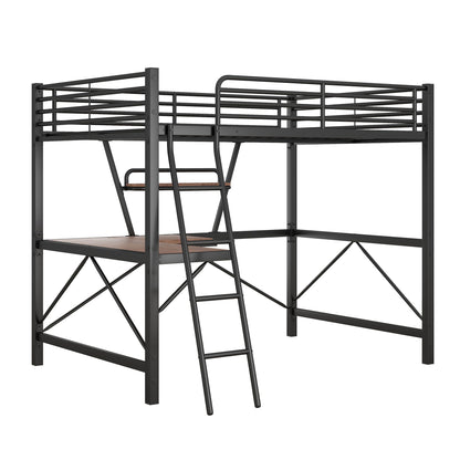 Loft Bed With Desk And Shelf, Modern Design