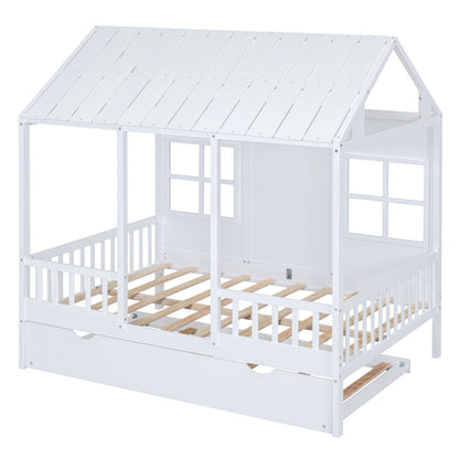 House Bed With Twin Size Trundle, Daybed