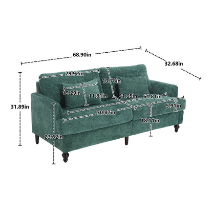 Mid Century Modern Fabric Loveseat Sofa, 2 Seat Upholstered Couch