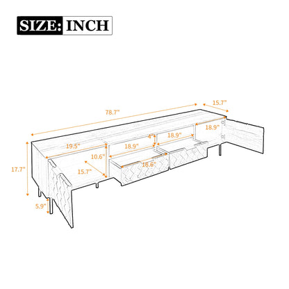 TV Stand For TVs Up To 85" With Closed Storage, Soft Closing Hinges, Living Room Entertainment Center - Walnut