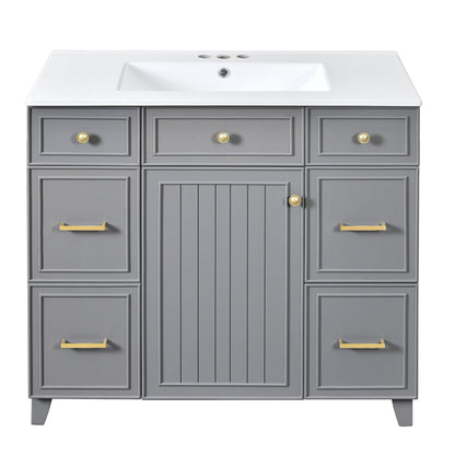 Bathroom Vanity With Ceramic Sink, Soft Close Doors, Adjustable Shelves