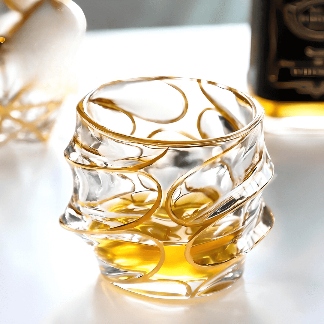 Gold Line Storm Japanese Crystal Whisky Glass