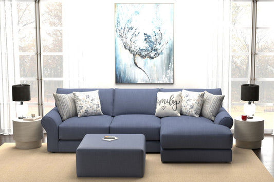 Cape May - Sofa Chaise With Comfort Coil Seating, 41" Cocktail Ottoman And 5 Accent Pillows Included