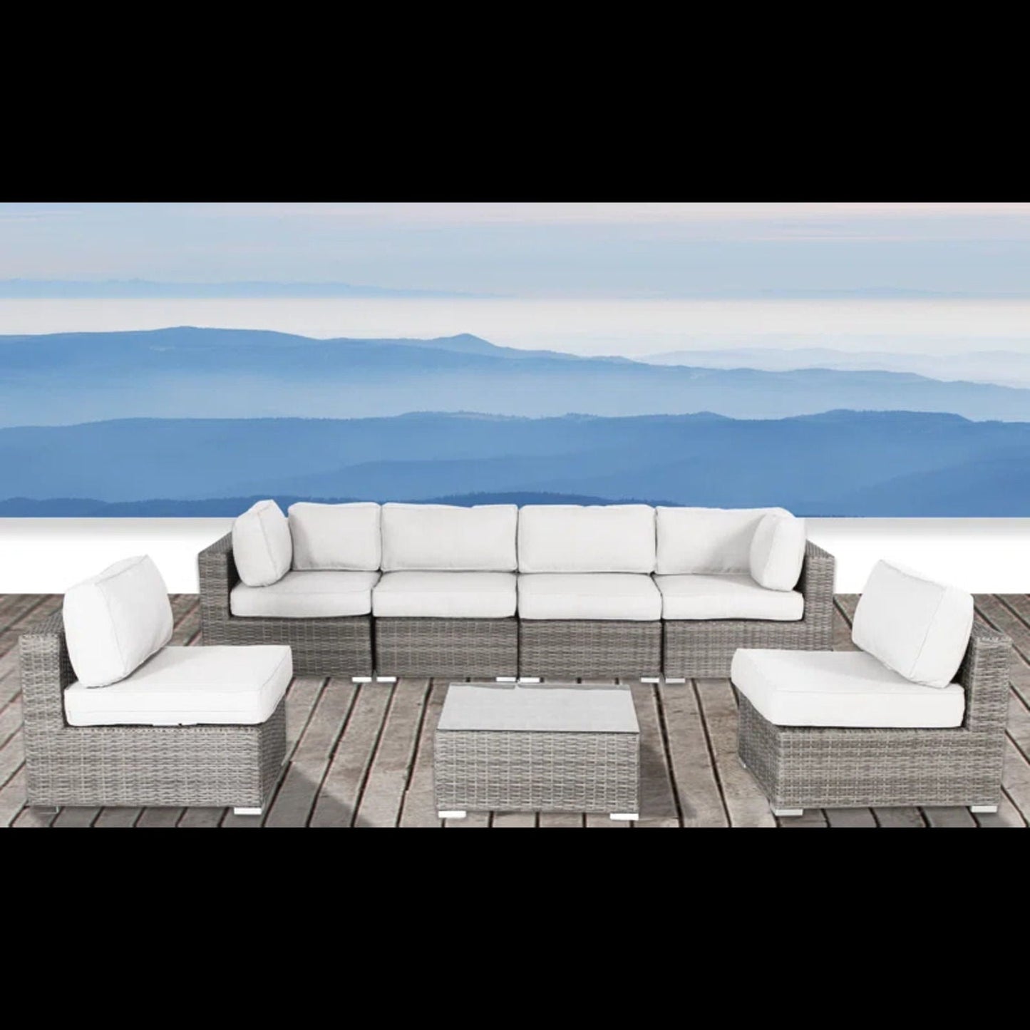 Seating Set With Cushions Handcrafted Wicker Design
