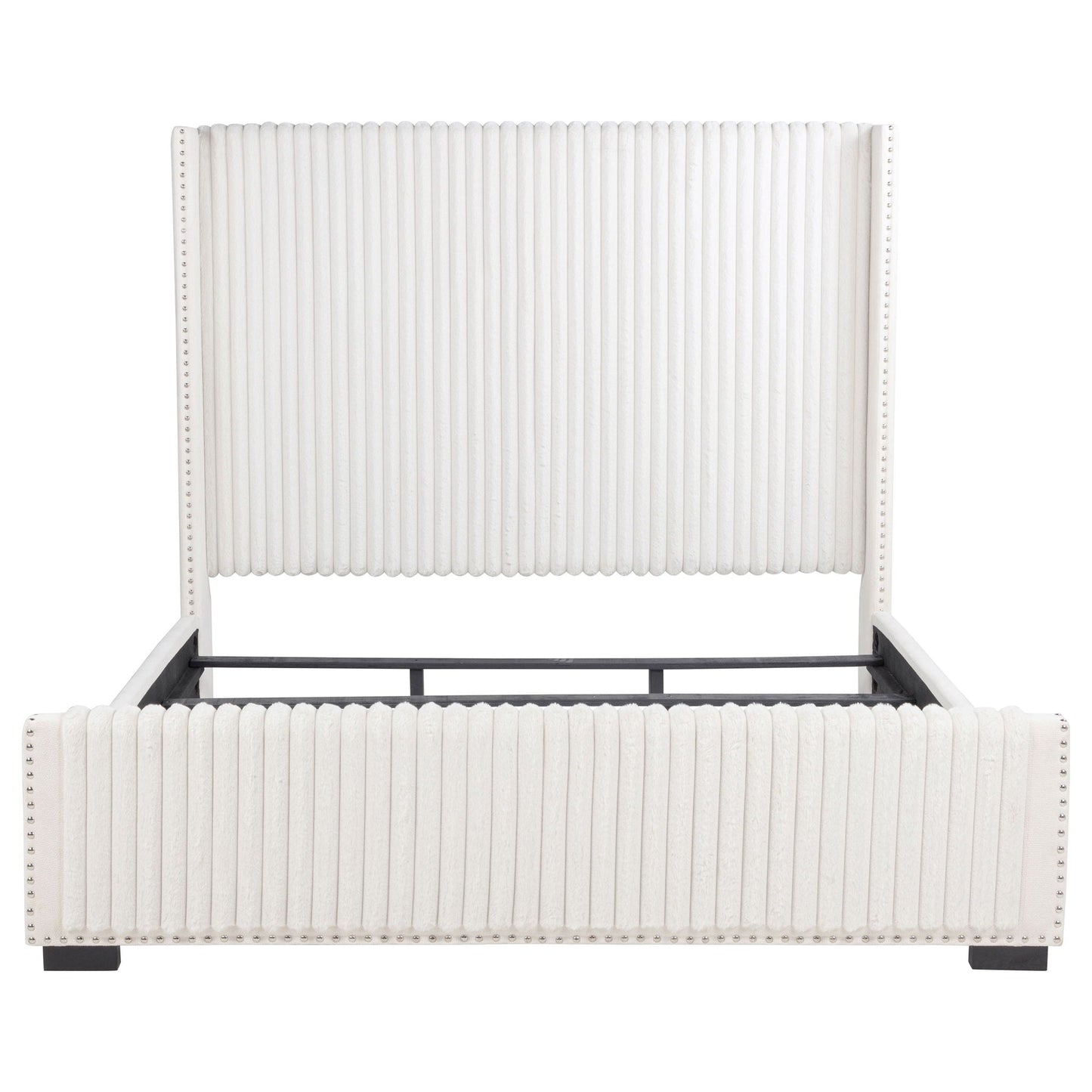 Natasha 65-inch Upholstered Eastern King Wingback Bed Cream