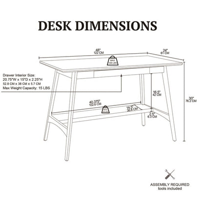 Parker - Desk With Storage Shelf - Off White / Pecan
