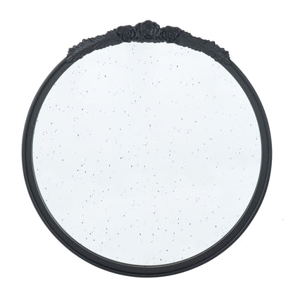 Round Hand Carved Rose Antique Mirror Frame, Wall Mirror For Live Space