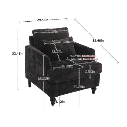 Modern Mid Century Wood Frame Armchair With Tufted Design