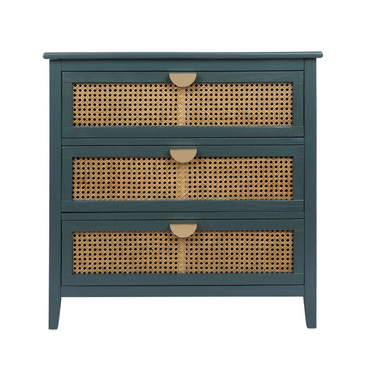 3 Drawer Cabinet, Natural Rattan, American Furniture