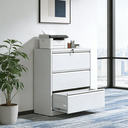 Lateral File Cabinet, Locking Heavy Duty, Anti-Tip Safety Interlock, Vertical Storage For Letter/Legal/A4 Files