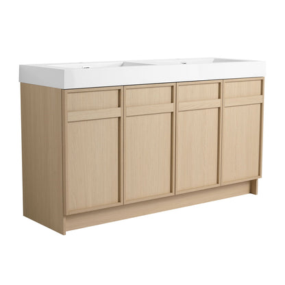 Freestanding Bathroom Vanity With Resin Sink & Soft Close Cabinet Doors