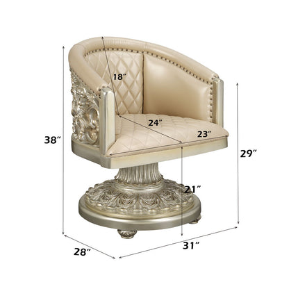 Sorina - Arm Chair - Synthetic Leather & Antique Gold
