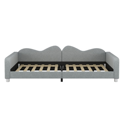 Upholstered Daybed, Sherpa Fabric Sofabed With Cloud-Shaped Backrest