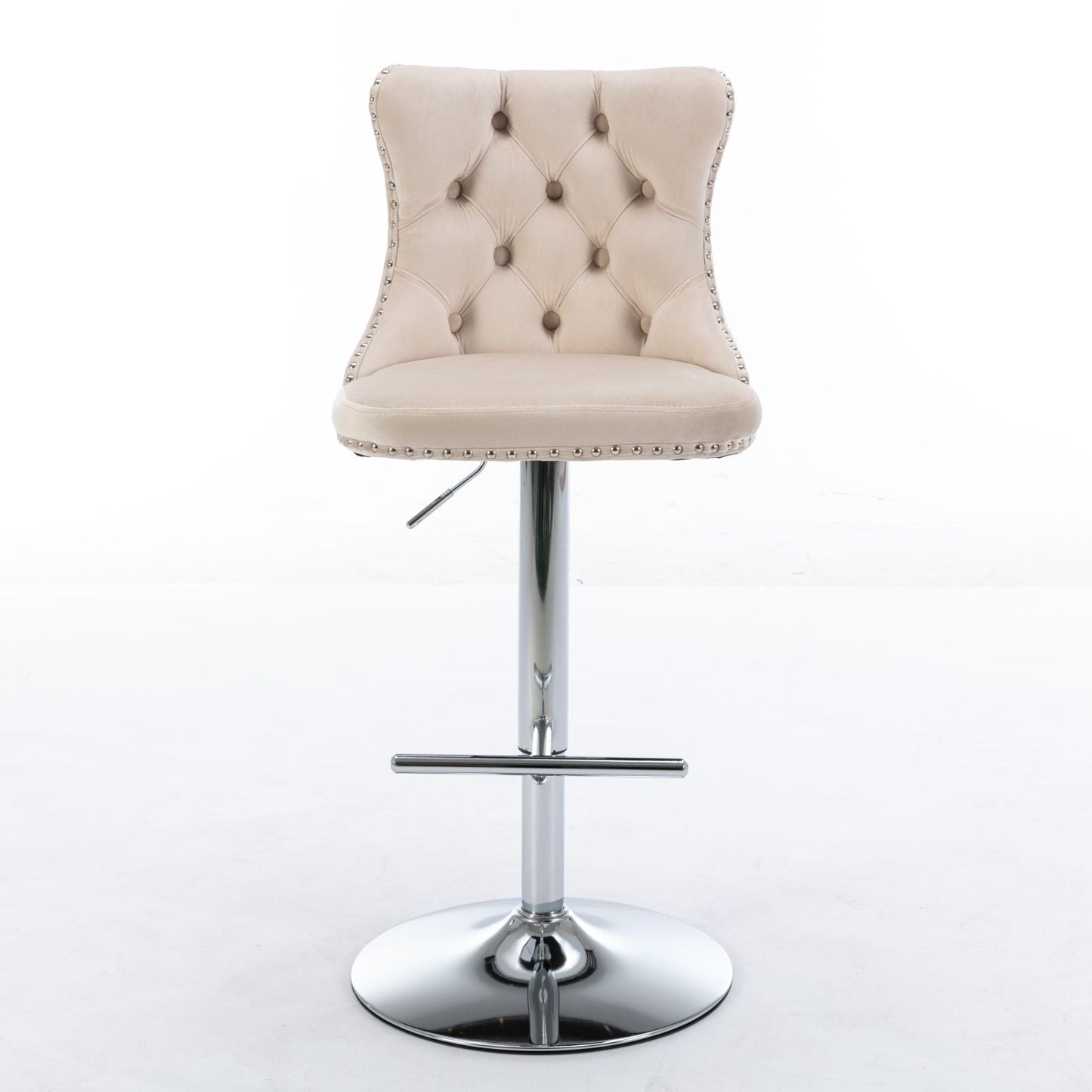 Swivel Barstools Adjusatble Seat Height From 25-33", Modern Upholstered Base Bar Stools With Backs Comfortable Tufted For Home Pub And Kitchen Island (Set of 2)