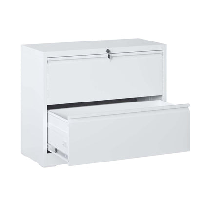 Lateral File Cabinet 2 Drawer, Locking File Cabinet With Anti Tip Interlock, Heavy Duty Storage For Letter / Legal / A4 Files - White