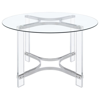 Keeling 5-piece Round Glass Top Acrylic Dining Set Chrome
