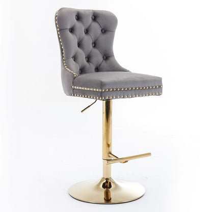 Thick Swivel Barstools Adjusatble Seat Height From 25-33", Modern Upholstered Bar Stools With Backs Comfortable Tufted For Home Pub And Kitchen Island (Set of 2)