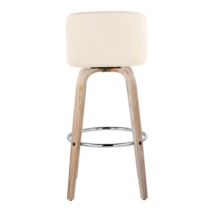 Toriano - Contemporary Fixed Height Barstool With Swivel & Round Footrest (Set of 2)