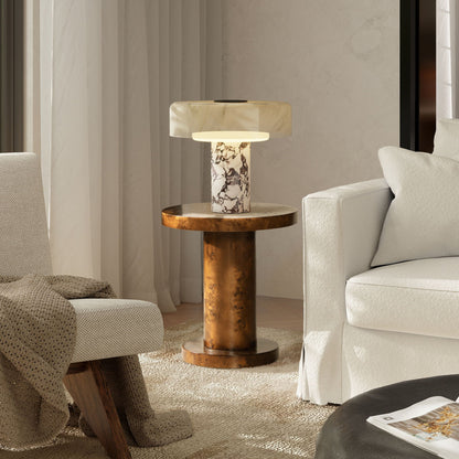 Bolin - Round Pillar Burl Accent Side Table - Walnut Brown