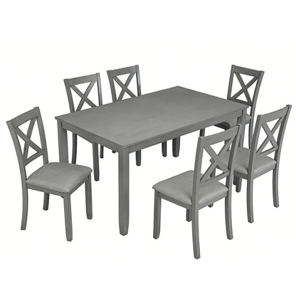 6 Pieces Kitchen Dining Set, Rectangular Wooden Dining Table With 4 Chairs And A Bench