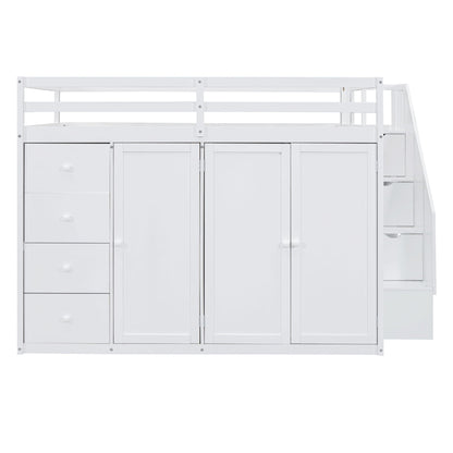 Loft Bed With Built In Wardrobes, Cabinets And Drawers