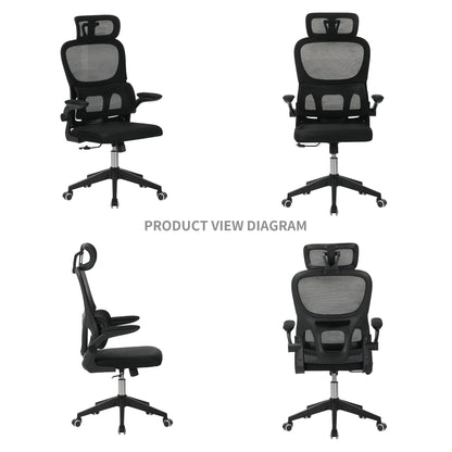 High Back Ergonomic Swivel Rolling Office Chair With Tilt Function, 3D Headrest, Lumbar Support - Black