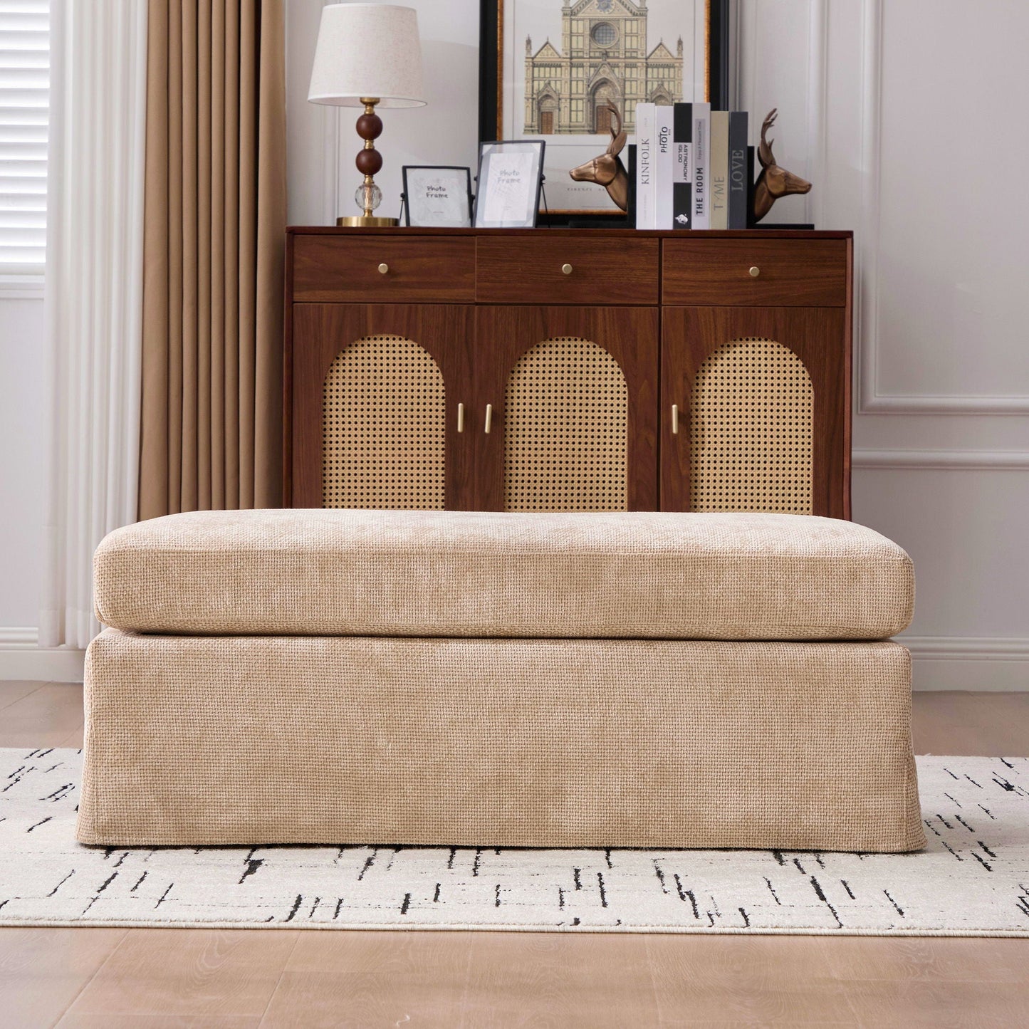 Ottoman Foot Stool With Metal Legs