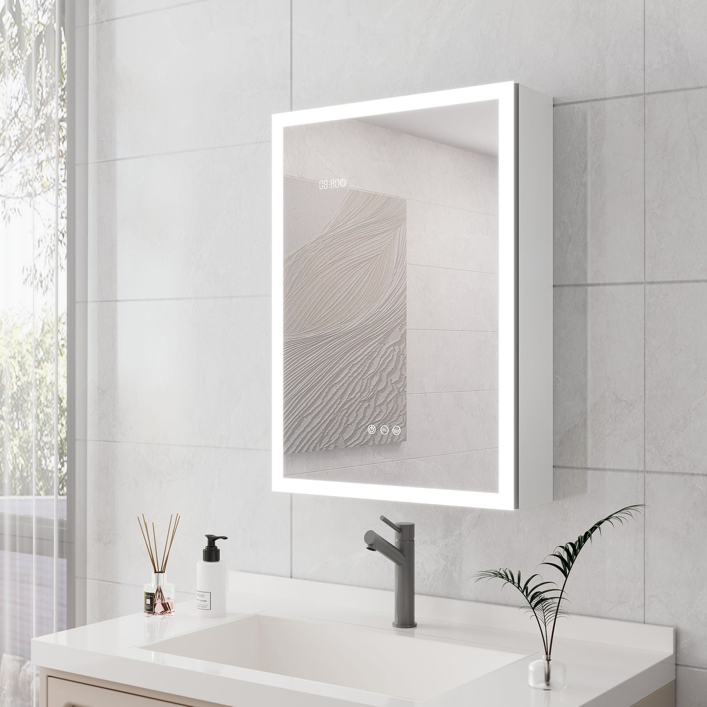 Bathroom Medicine Cabinet With Lights, LED Medicine Cabinet With Mirror, Lighted Medicine Cabinet With Defogger