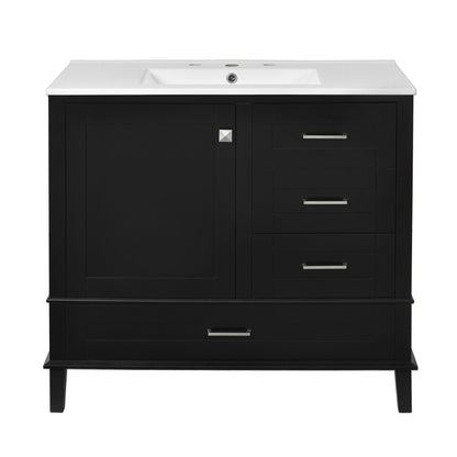 Bathroom Vanity, Modern Bathroom Cabinet With Sink Combo Set, Bathroom Storage Cabinet With A Soft Closing Door And 3 Drawers, Solid Wood Frame