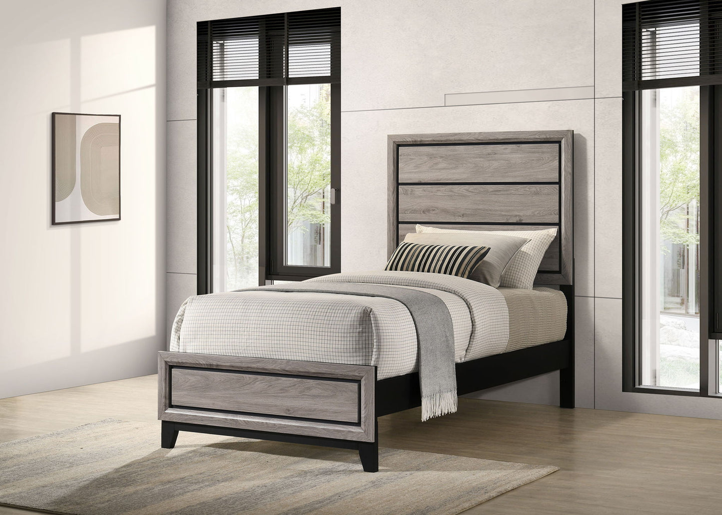Watson Wood Twin Panel Bed Light Taupe