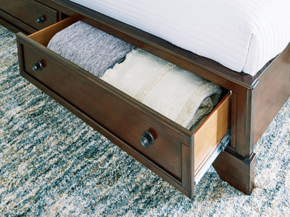 Trellington - King Sleigh Storage Bed - Brown