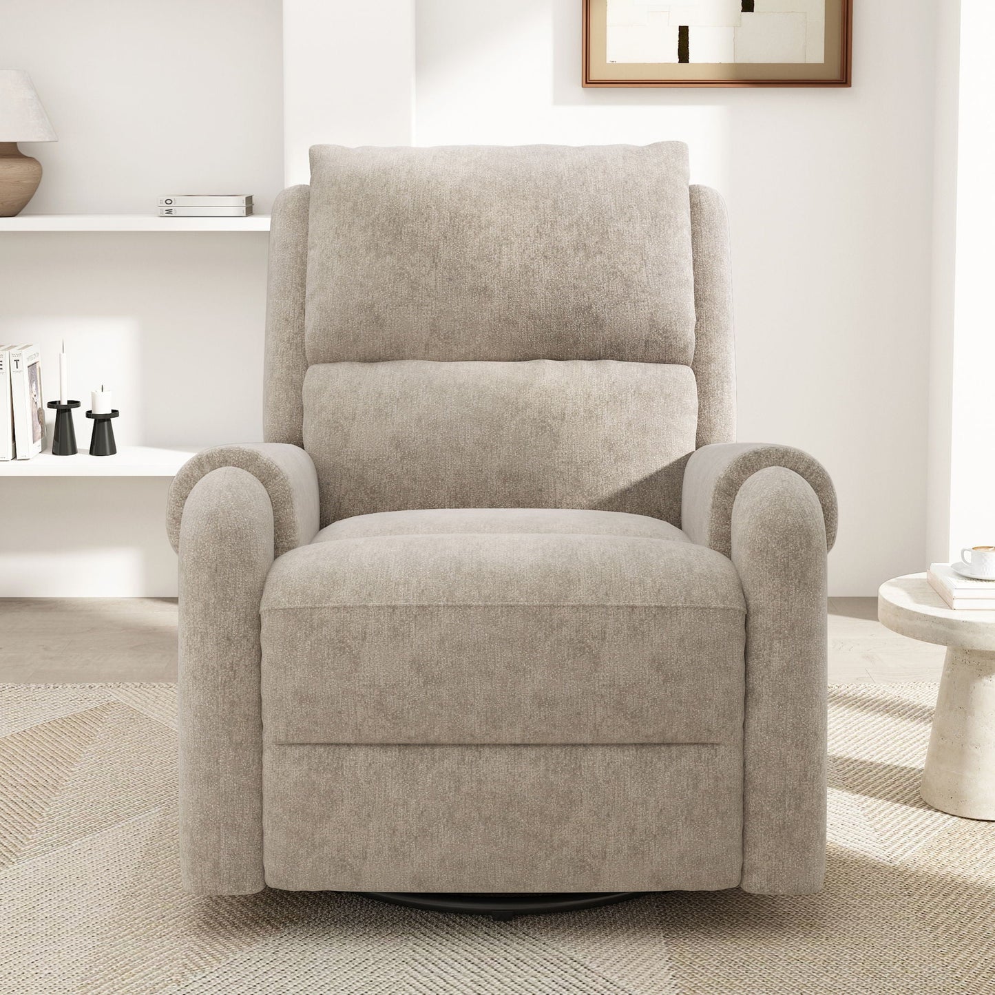 Manual Recliner Massage Chair With Swivel Rocker, 8 Massage Modes, Side Storage Pocket