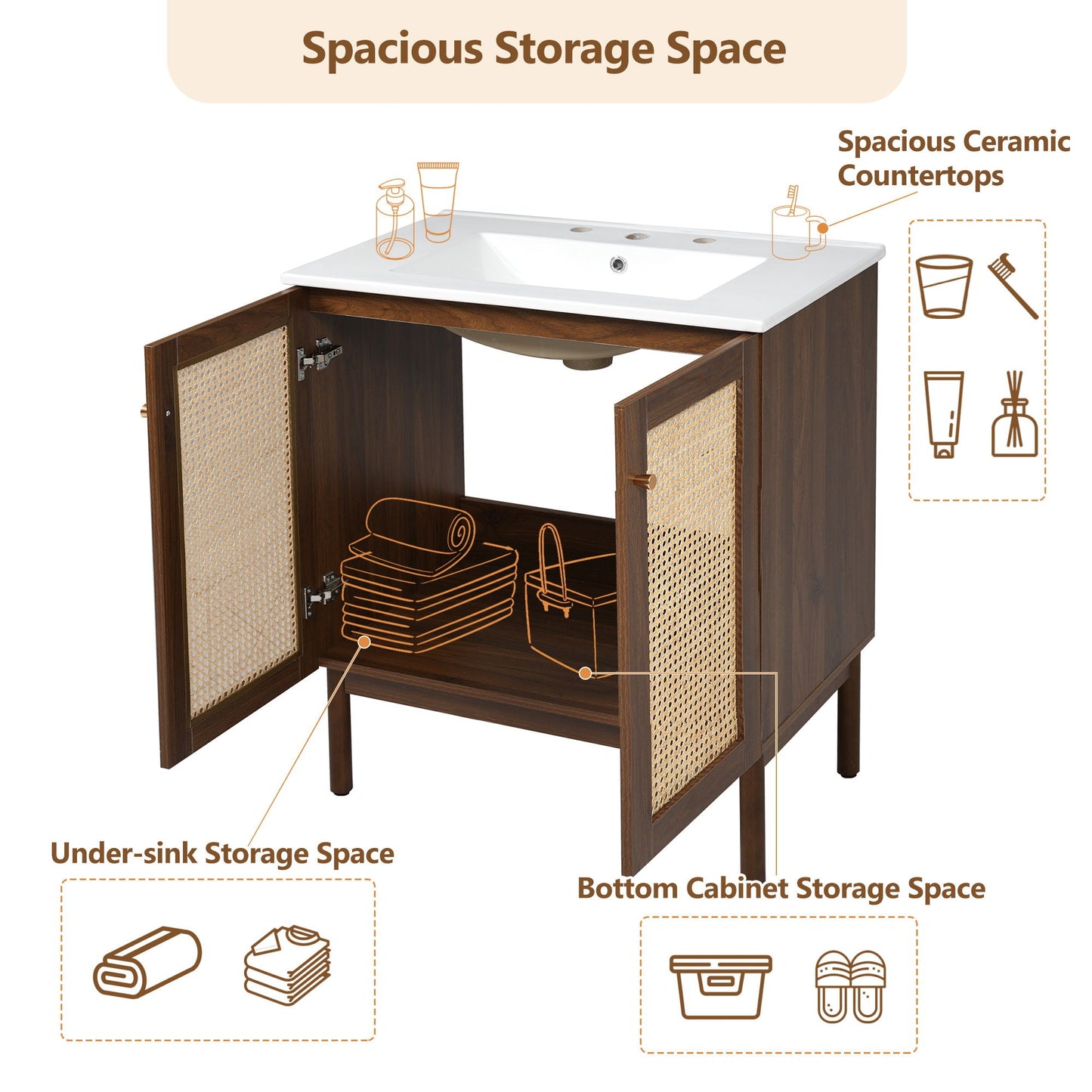 Bathroom Vanity Cabinet With Doors, Soft Close Design