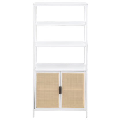 Amherst 3-shelf Radio Weave Cane Metal Accent Cabinet White