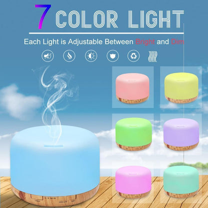 Air Humidifier Essential oil diffuser 300ML 500ML Ultrasonic Cool Mist Maker Fogger Humidifier LED Lamp Aroma Diffuser Electric  Aromatherapy Diffuser umidifier Aroma Essential Oil Diffuser with 4 Timers 2 Misting Modes Waterless Auto Off