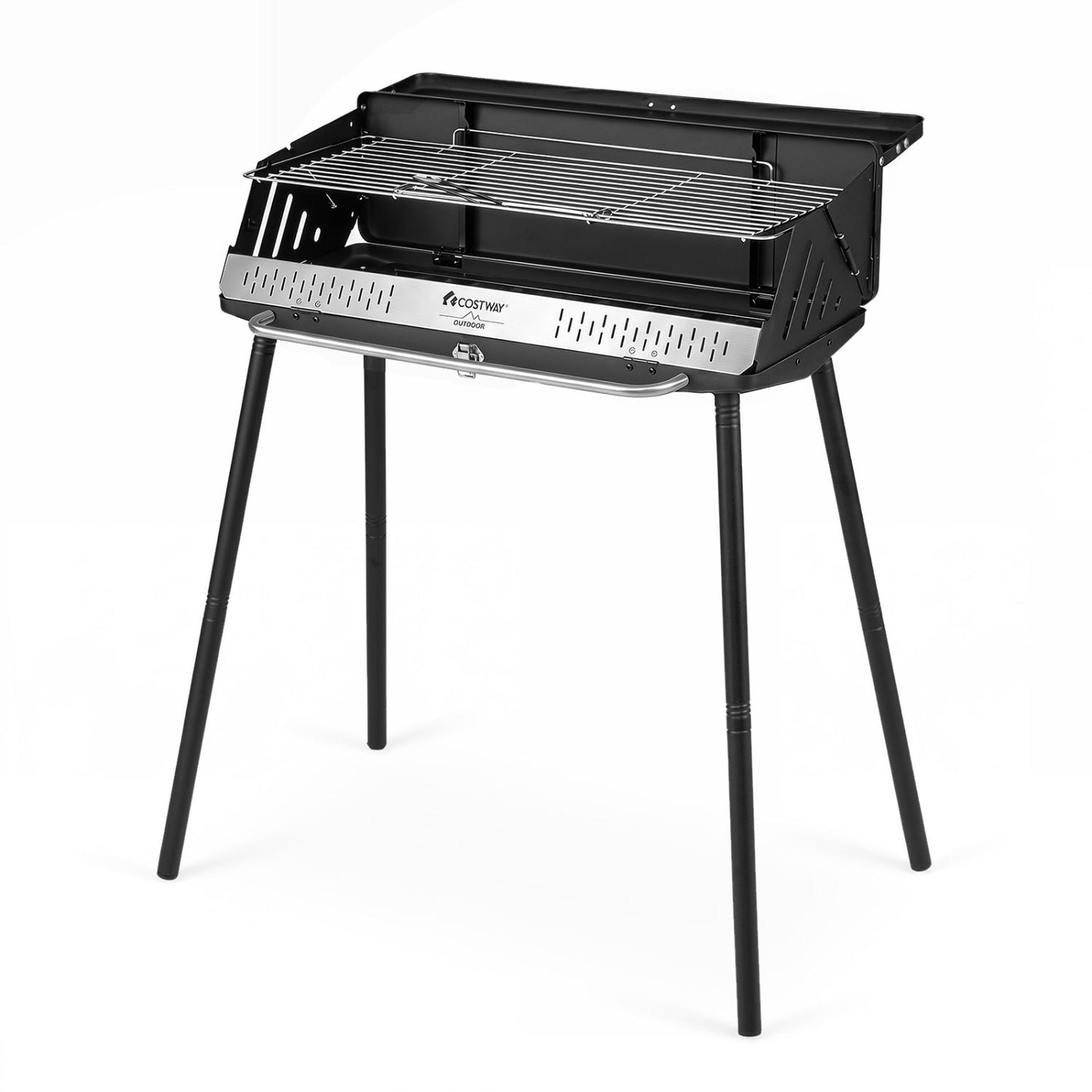 Portable Charcoal Grill with Adjustable Legs & Carrying Bag