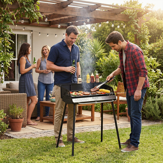 Portable Charcoal Grill with Adjustable Legs & Carrying Bag