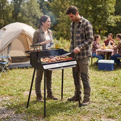 Portable Charcoal Grill with Adjustable Legs & Carrying Bag