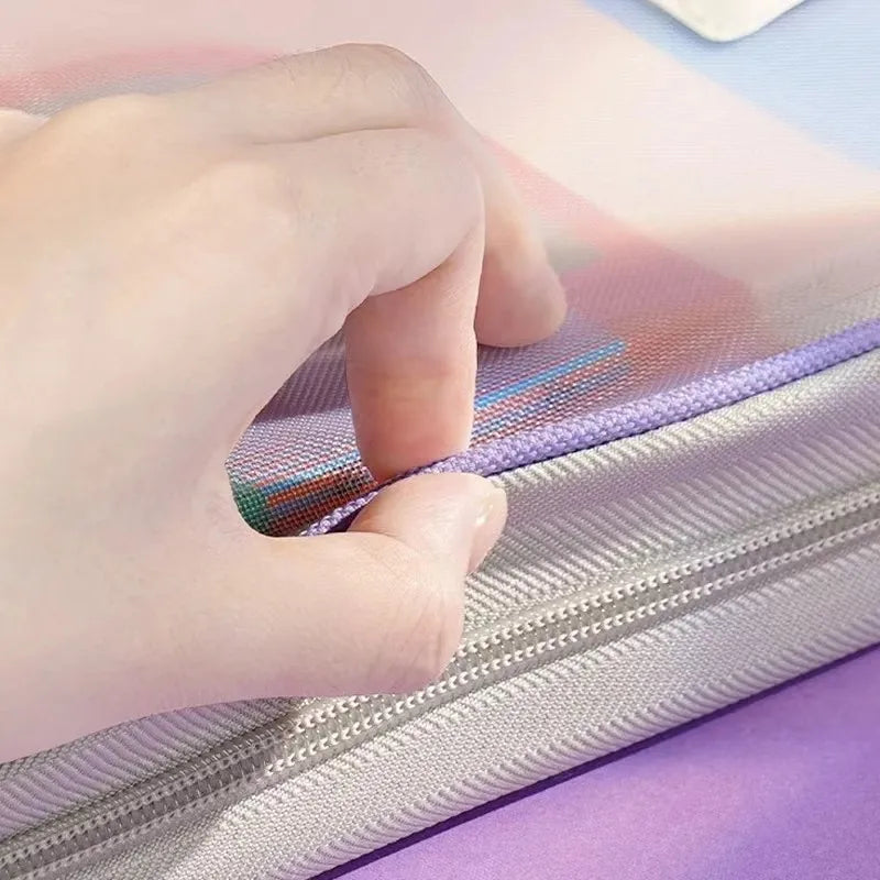 Transparent Stationery Storage Folder Hot Thicken Mesh Zipper File Packing A4 Size School Office Supplies Travel Storage Bags