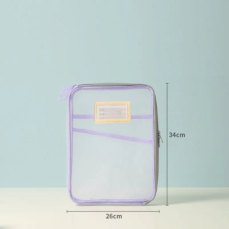 Transparent Stationery Storage Folder Hot Thicken Mesh Zipper File Packing A4 Size School Office Supplies Travel Storage Bags