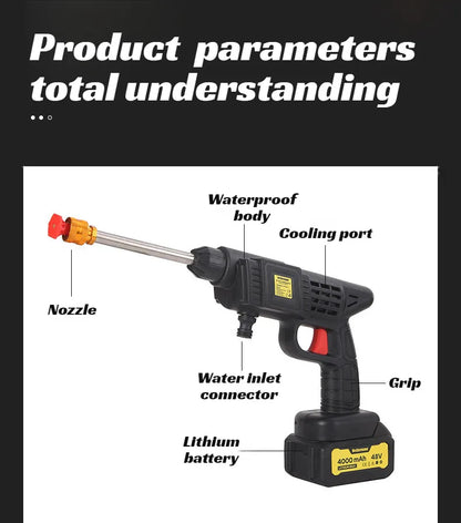 GMY【Cordless Handheld Water Gun】Lithium Battery Rechargeable High-Pressure Washer - Portable Car Wash Sprayer for Home